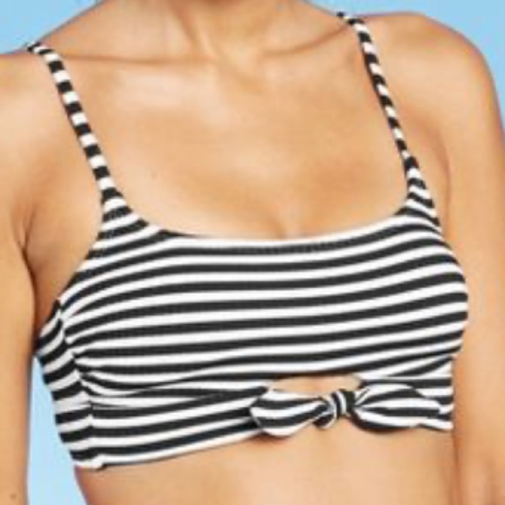 'Xhilaration Ribbed Tie-Front Bralette Bikini Top - Picture 6 of 9